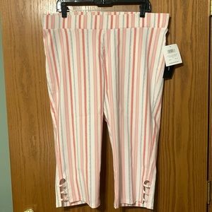 89th + Madison orange, black, cream striped capri pants, sz XL.